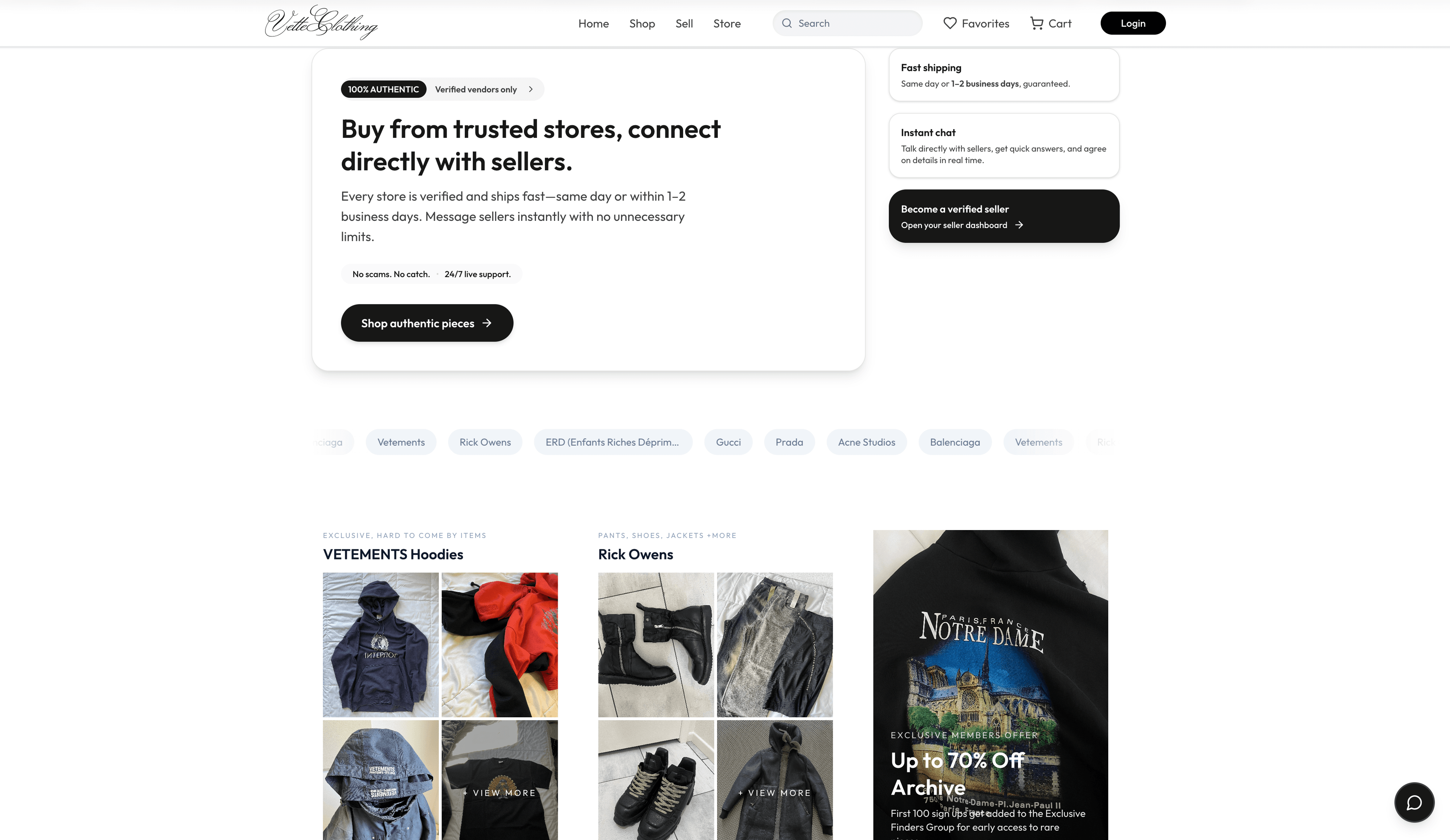 Vette Clothing: Multi-Vendor E-Commerce Platform